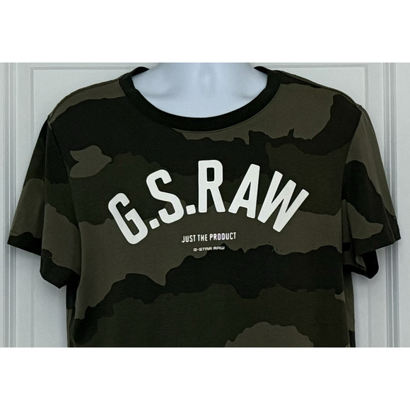 G-STAR RAW Men's Graphic Sz L Crew Neck Short Sleeve Camouflage T-Shirt - EUC - Picture 2 of 8